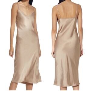 Wilfred Satin Midi Slip Dress Small Champagne Color